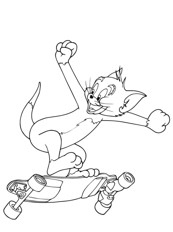 Coloring page Tom and Jerry the Movie tom skateboard